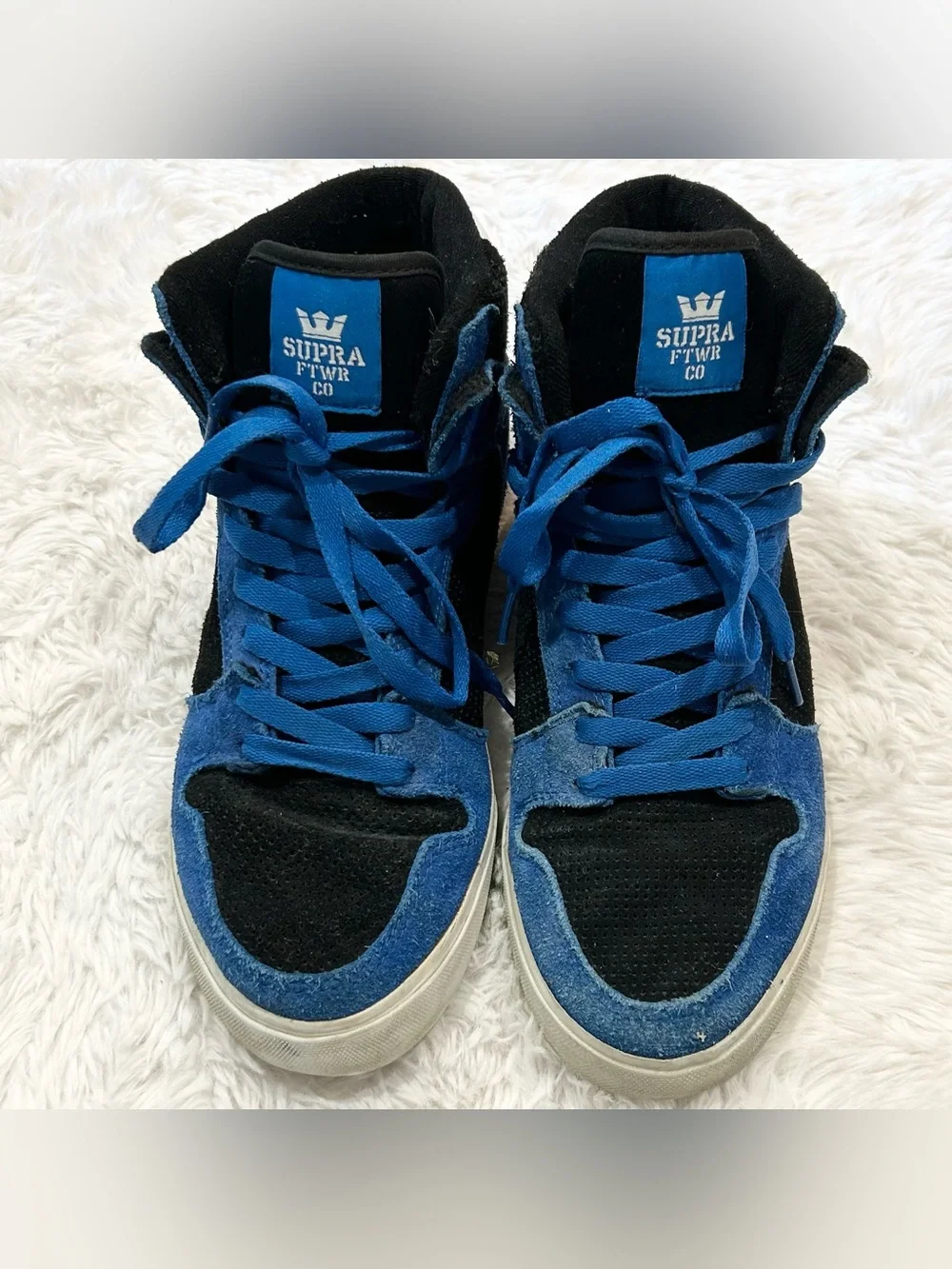 Supra Vaider High Top Skate Shoes Sneakers Men's Size 11 US / 45 EU Blue Black